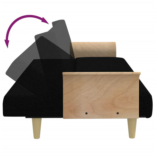 vidaXL Canapé-lit avec accoudoirs Noir Tissu