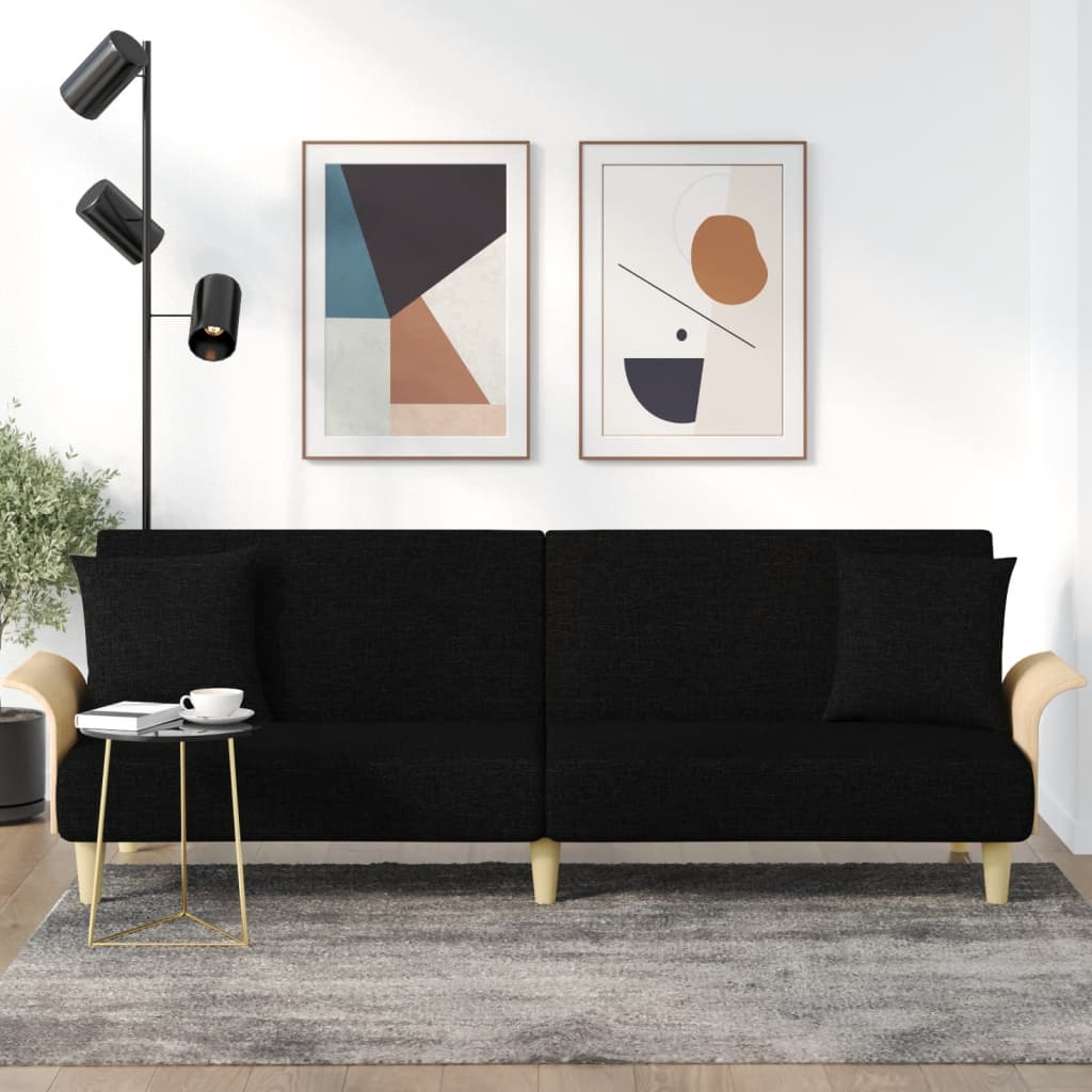 vidaXL Canapé-lit avec accoudoirs Noir Tissu