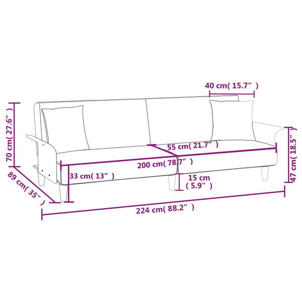 Creme Schlafsofa mit Armlehnen