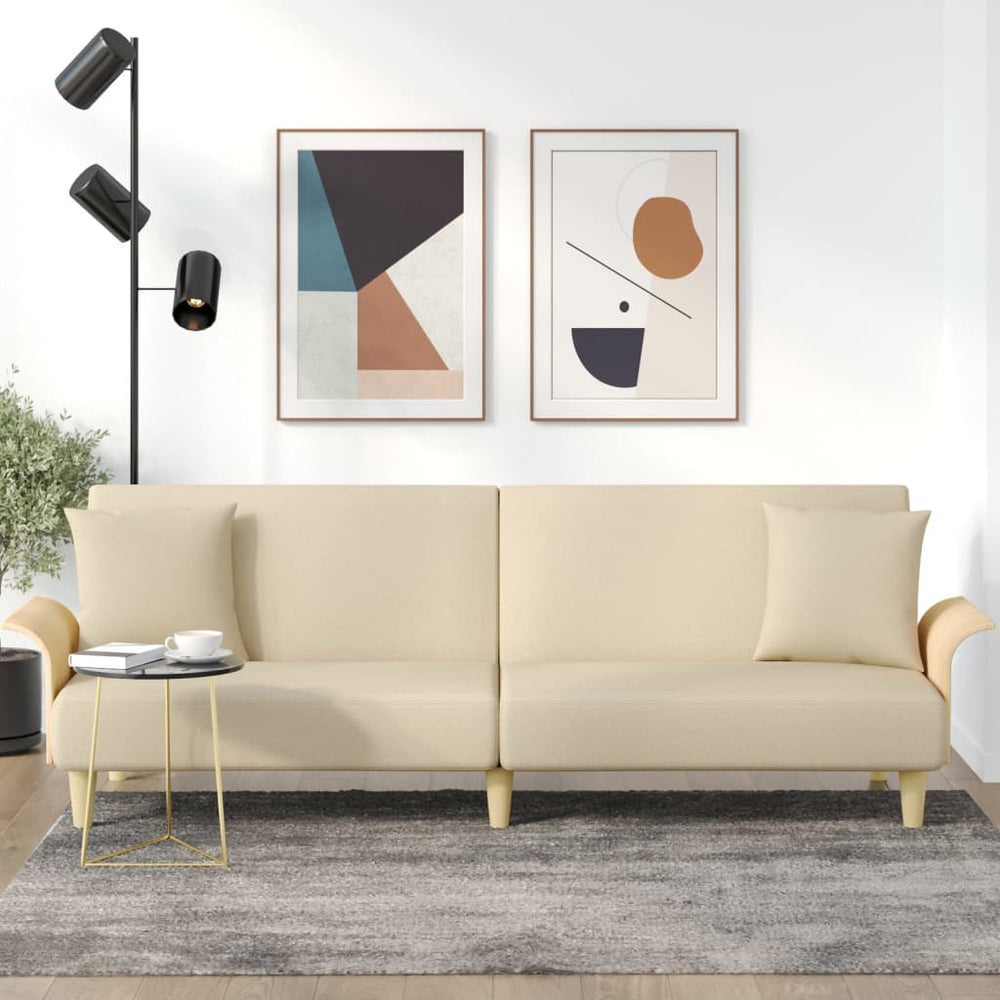 Creme Schlafsofa mit Armlehnen