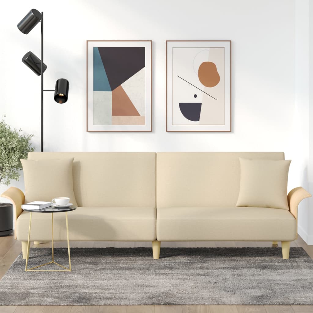 Creme Schlafsofa mit Armlehnen