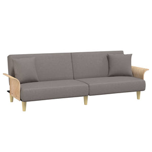 Schlafsofa Taupe Stoff mit Armlehnen