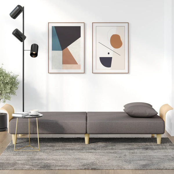 Schlafsofa Taupe Stoff mit Armlehnen