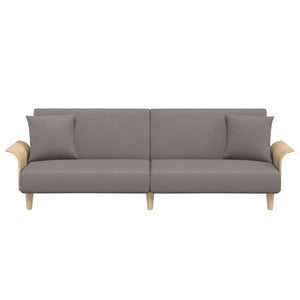 Schlafsofa Taupe Stoff mit Armlehnen