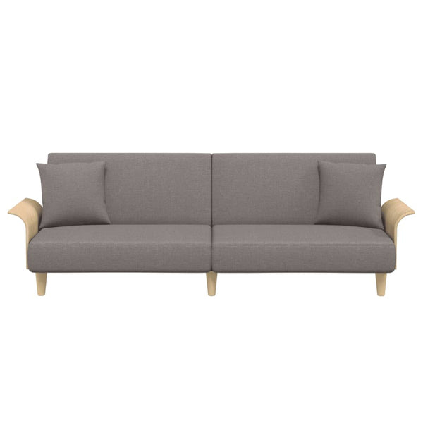 Schlafsofa Taupe Stoff mit Armlehnen