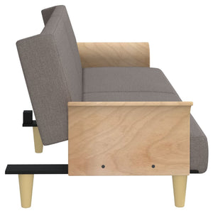 Schlafsofa Taupe Stoff mit Armlehnen