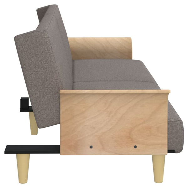 Schlafsofa Taupe Stoff mit Armlehnen