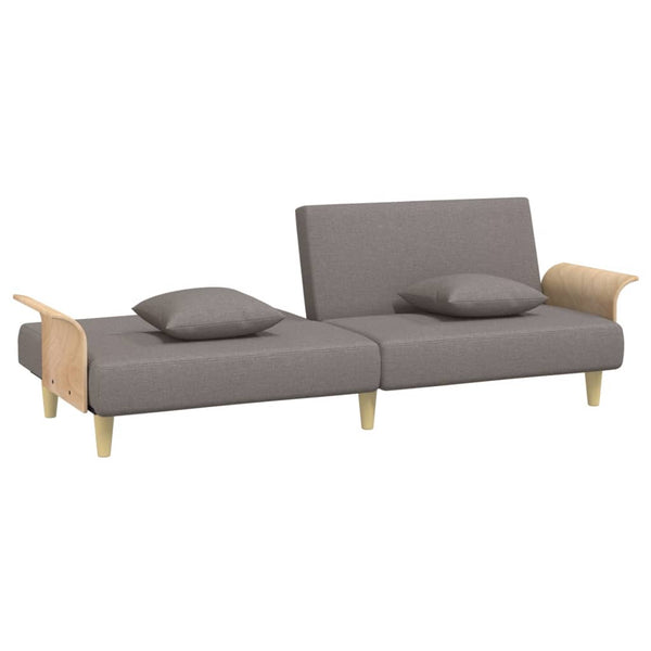 Schlafsofa Taupe Stoff mit Armlehnen