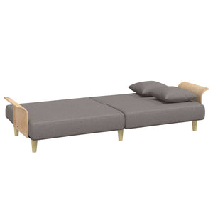 Schlafsofa Taupe Stoff mit Armlehnen