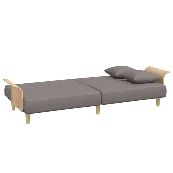 Schlafsofa Taupe Stoff mit Armlehnen