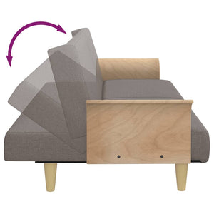 Schlafsofa Taupe Stoff mit Armlehnen