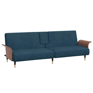 vidaXL Canapé-lit avec porte-gobelets Velours bleu