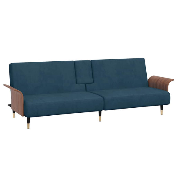 vidaXL Canapé-lit avec porte-gobelets Velours bleu