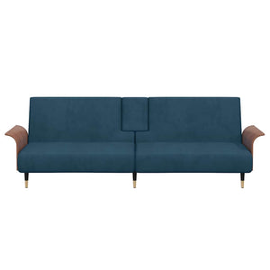 vidaXL Canapé-lit avec porte-gobelets Velours bleu