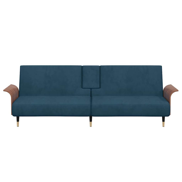 vidaXL Canapé-lit avec porte-gobelets Velours bleu