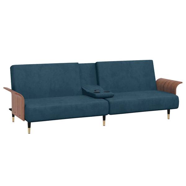 vidaXL Canapé-lit avec porte-gobelets Velours bleu