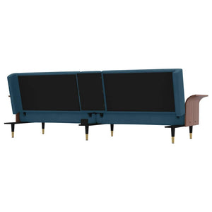 vidaXL Canapé-lit avec porte-gobelets Velours bleu