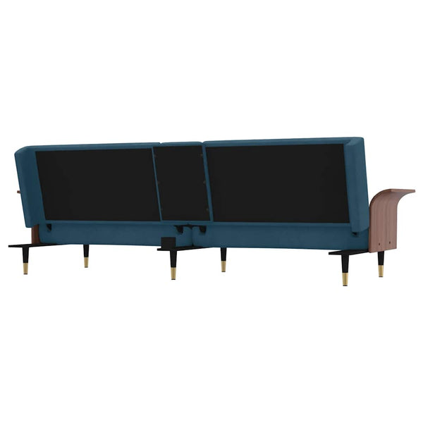 vidaXL Canapé-lit avec porte-gobelets Velours bleu