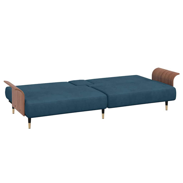 vidaXL Canapé-lit avec porte-gobelets Velours bleu