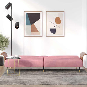vidaXL Canapé-lit avec porte-gobelets Velours rose