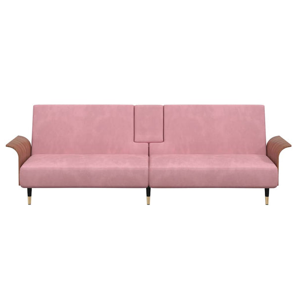 vidaXL Canapé-lit avec porte-gobelets Velours rose