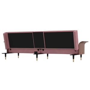 vidaXL Canapé-lit avec porte-gobelets Velours rose