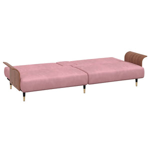 vidaXL Canapé-lit avec porte-gobelets Velours rose