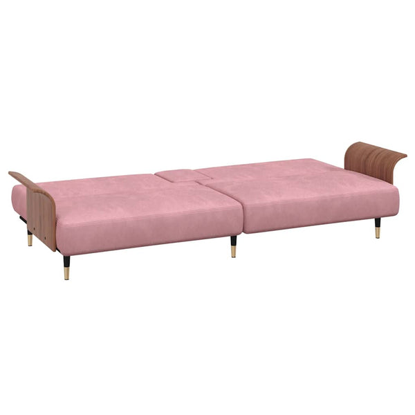 vidaXL Canapé-lit avec porte-gobelets Velours rose