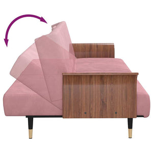 vidaXL Canapé-lit avec porte-gobelets Velours rose