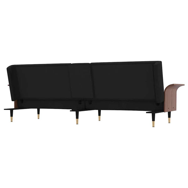 Schlafsofa Schwarz Samt mit Getränkehaltern