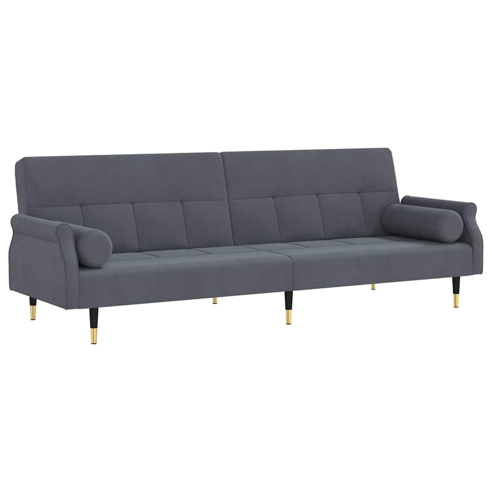 vidaXL Canapé-lit avec oreillers Velours gris foncé