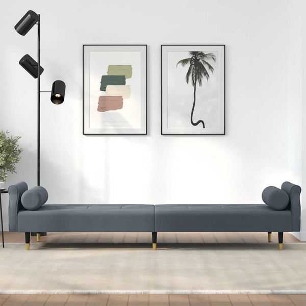 Schlafsofa Dunkelgrau Samt mit Kissen