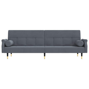 Schlafsofa Dunkelgrau Samt mit Kissen