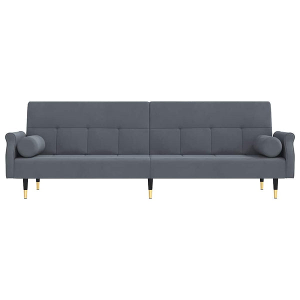 Schlafsofa Dunkelgrau Samt mit Kissen