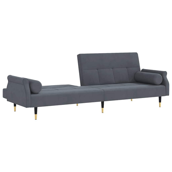Schlafsofa Dunkelgrau Samt mit Kissen