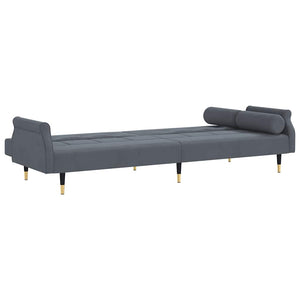 Schlafsofa Dunkelgrau Samt mit Kissen