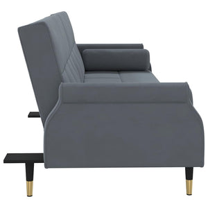 Schlafsofa Dunkelgrau Samt mit Kissen