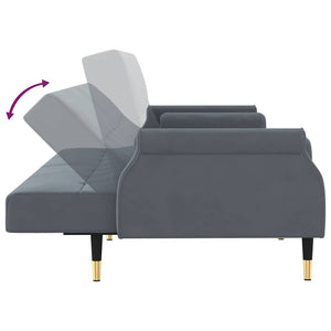Schlafsofa Dunkelgrau Samt mit Kissen
