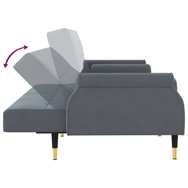 Schlafsofa Dunkelgrau Samt mit Kissen