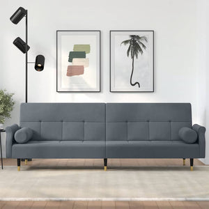 Schlafsofa Dunkelgrau Samt mit Kissen