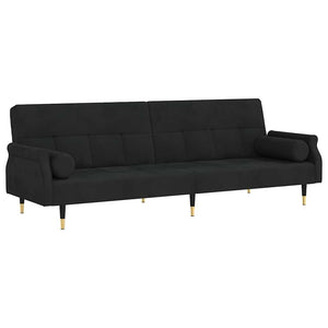 vidaXL Canapé-lit avec coussins Velours noir