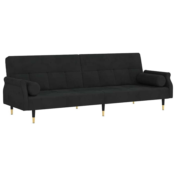 vidaXL Canapé-lit avec coussins Velours noir
