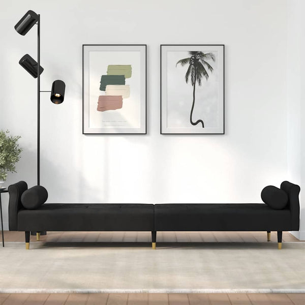 vidaXL Canapé-lit avec coussins Velours noir