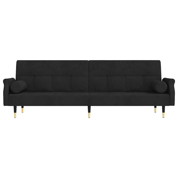 vidaXL Canapé-lit avec coussins Velours noir