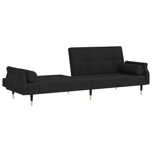 vidaXL Canapé-lit avec coussins Velours noir
