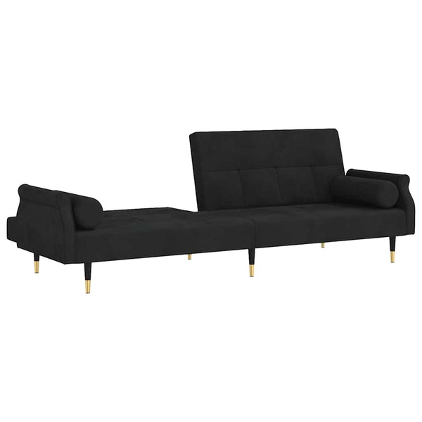 vidaXL Canapé-lit avec coussins Velours noir