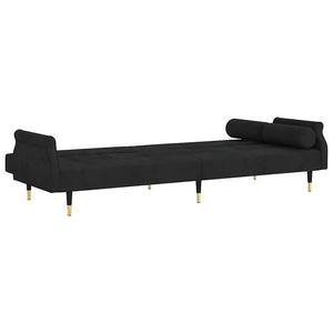vidaXL Canapé-lit avec coussins Velours noir