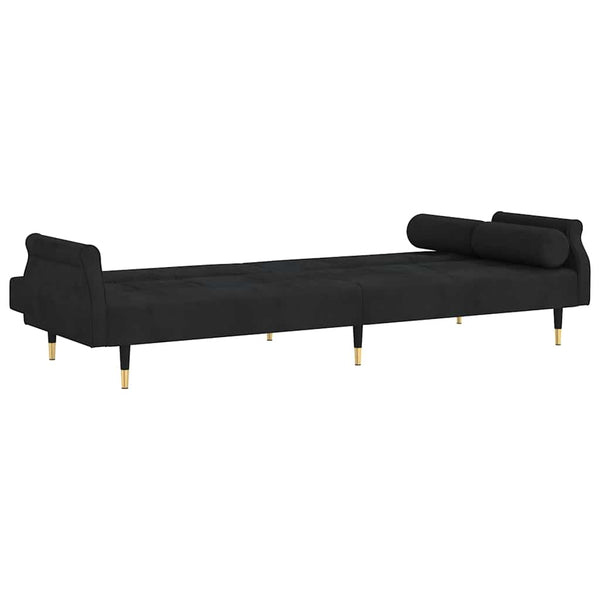vidaXL Canapé-lit avec coussins Velours noir