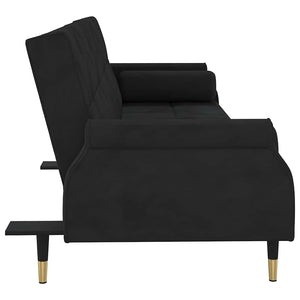 vidaXL Canapé-lit avec coussins Velours noir