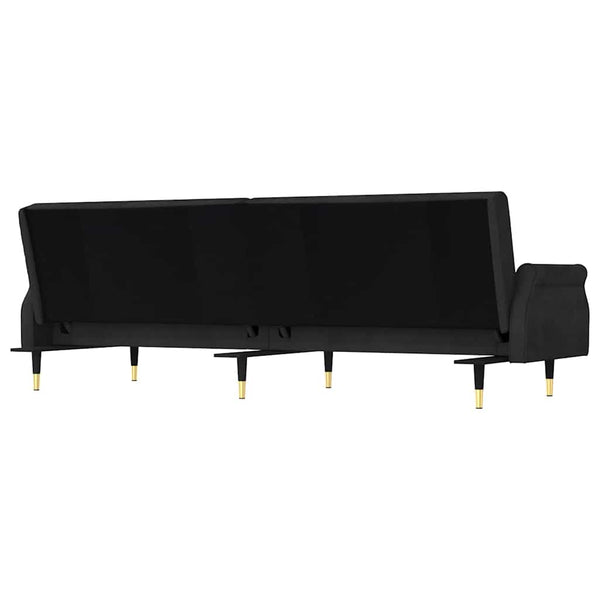 vidaXL Canapé-lit avec coussins Velours noir